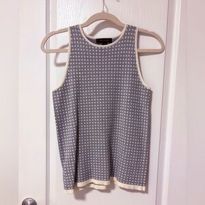 Ann Taylor Black, Blue and White Patterned Tank Top